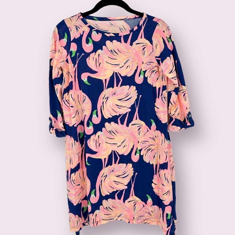 Lilly Pulitzer Girls Mini Edna Flamingo Dress Gimme Some Leg Size XL women’s XS